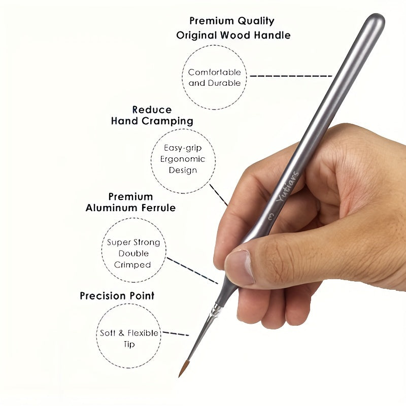 11pcs Micro Brush Set Gourd Handles for Acrylic Art Miniatures Modeling