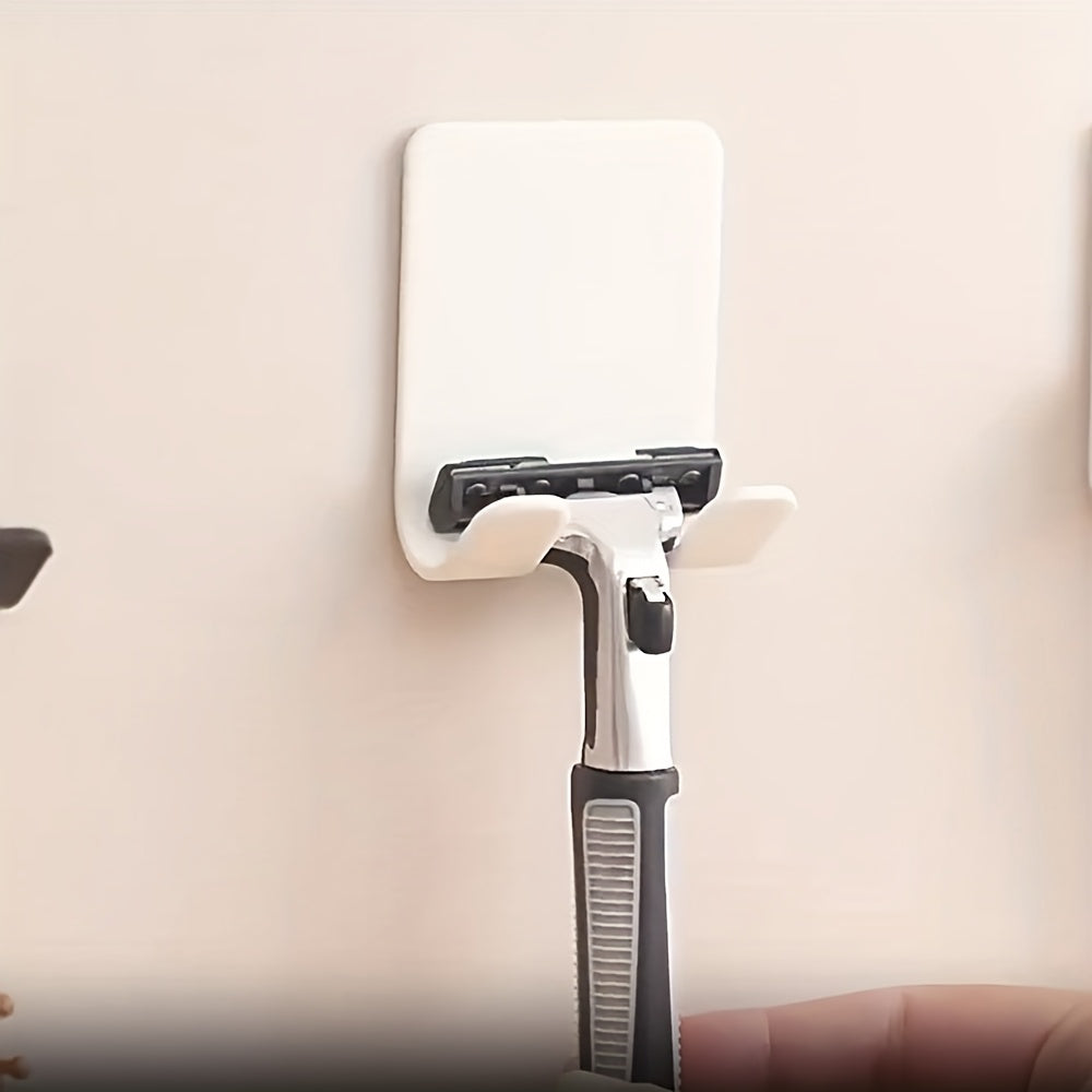 Wall Mounted Shaver Holder Rack Plastic Bathroom Storage for Men and Family