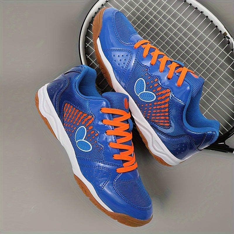 Blue and Orange Breathable Sports Shoes for Badminton and Table Tennis All-Season Lightweight Durable Sole