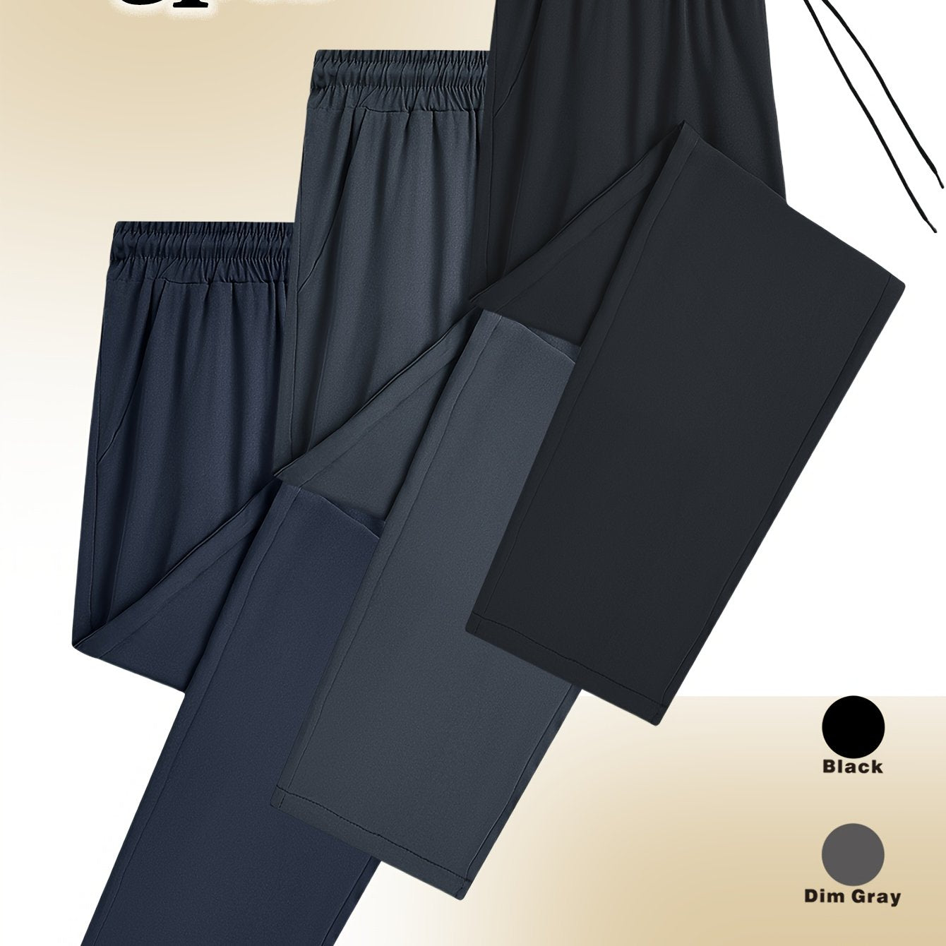 Men's 3-Pack Athletic Casual Pants Polyester Blend Straight Leg Solid Color Drawstring Waist