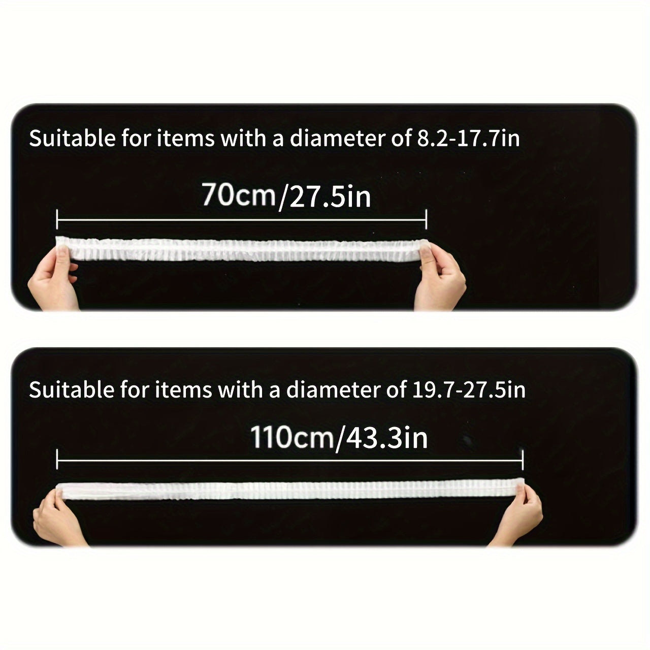 Uy jihozlari uchun plastik chang qoplamalari: Bir marta foydalanish uchun, 20 ta yoki 100 ta to'plamda mavjud. Jihozlar 20.83-44.96 sm ga mos keladi. Oshxona uskunalari, changyutgichlar va ta'minotlarni himoya qiladi.