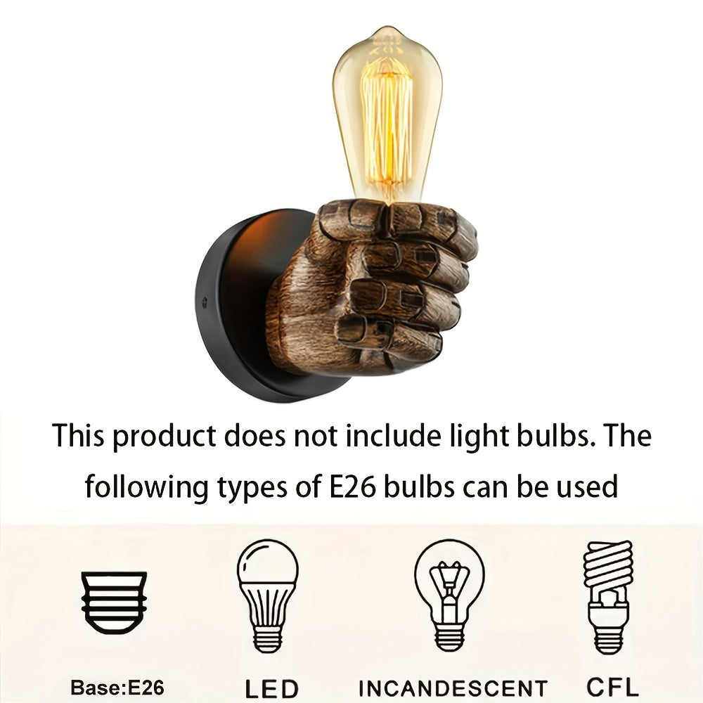 Industrial Style Wall Lamp Resin Fist Design E26 Indoor Brown Tan