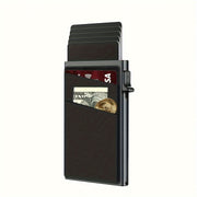 Aluminum RFID Blocking Credit Card Holder with Side Push Mechanism Black