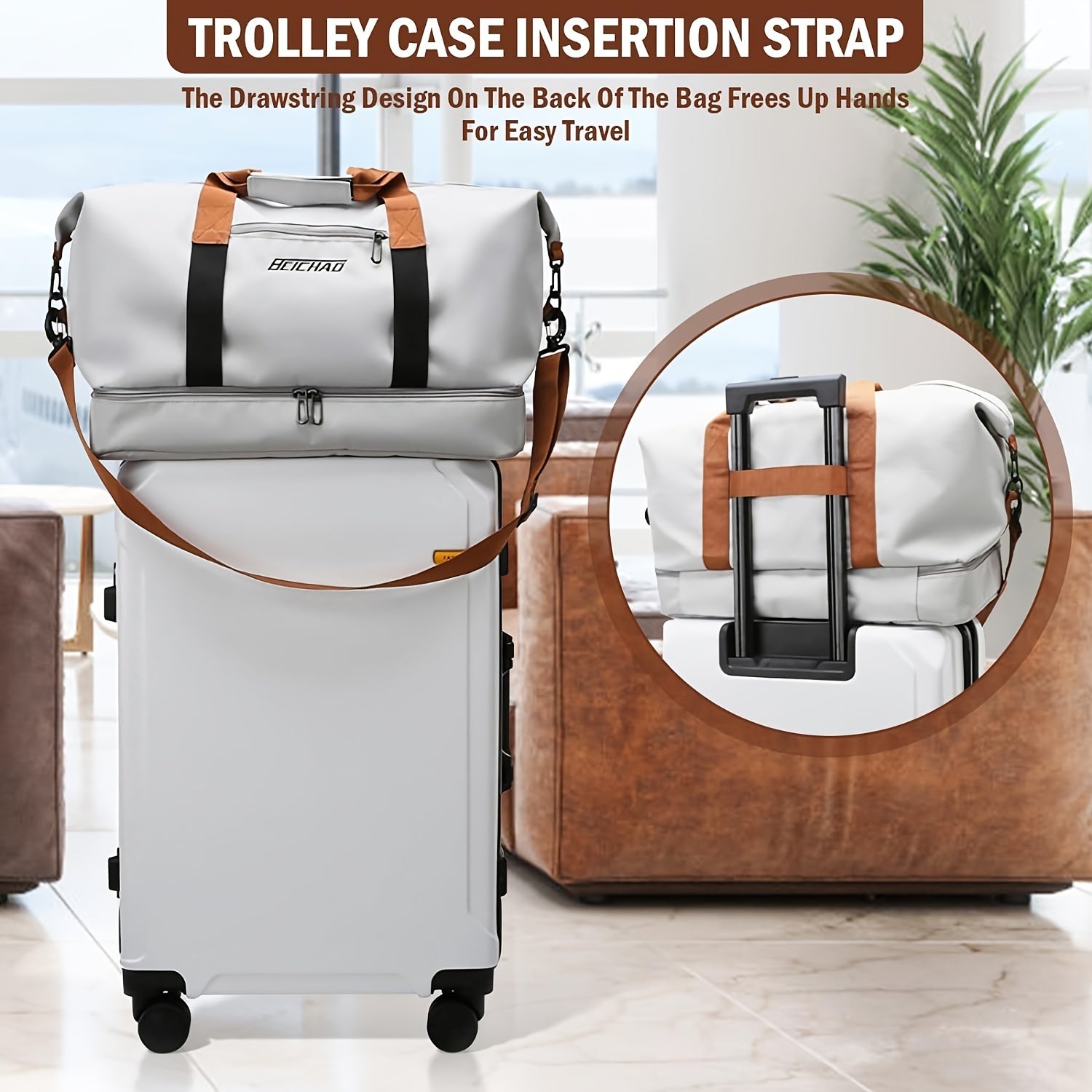 Oxford Gym Bag for Men and Women with Shoe Compartment Wet Pocket Grey Carry-On Weekender Tote