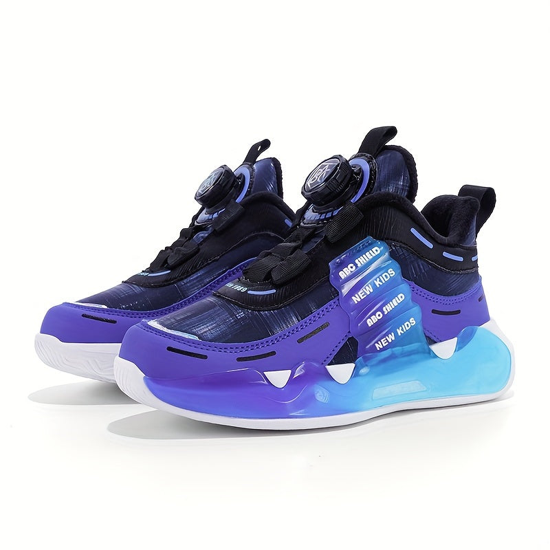 Boys High Top Basketball Shoes Non-Slip Shock Absorbing Outdoor Sneakers