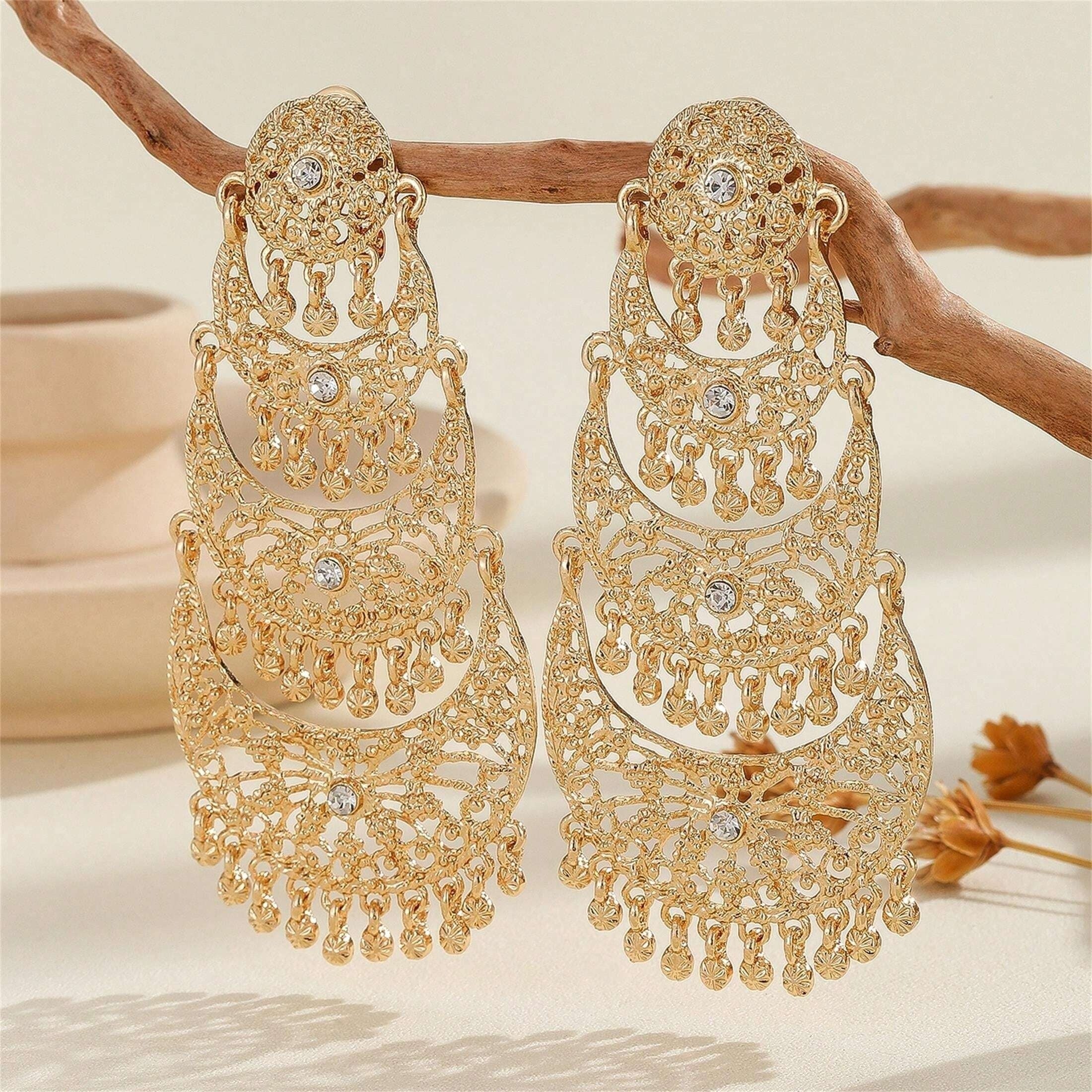 Women’s Gold Plated Indian Style Earrings for Weddings and Celebrations