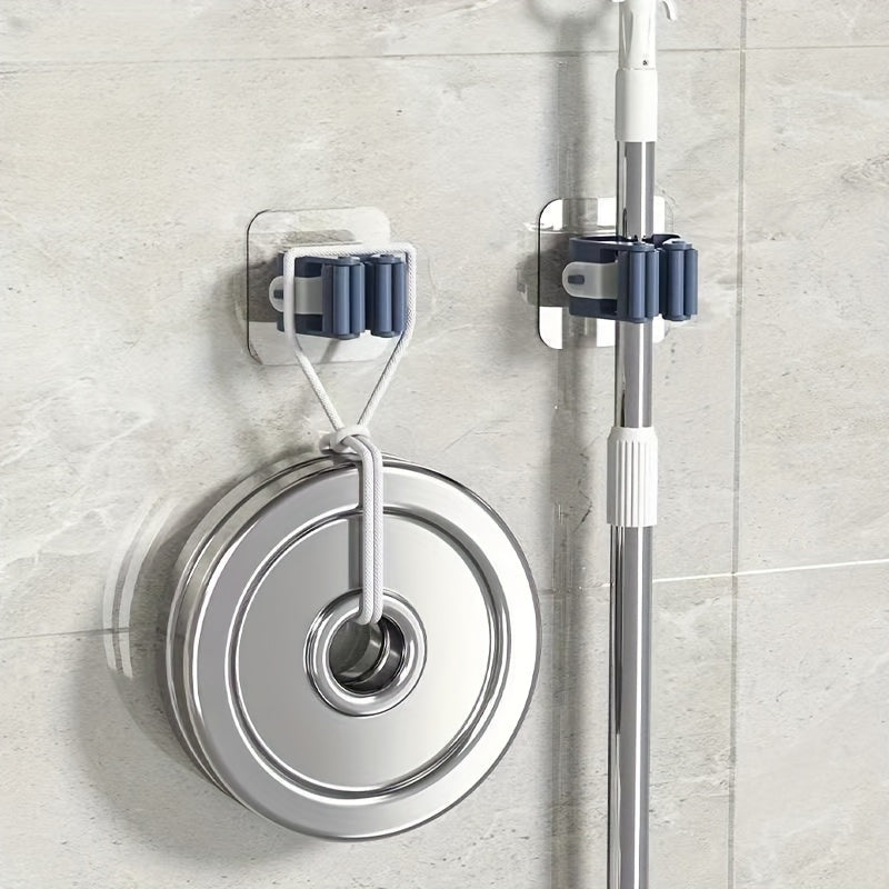 Двухсекционный настенный держатель для швабры и метлы без сверления, полка для хранения для кухни и ванной