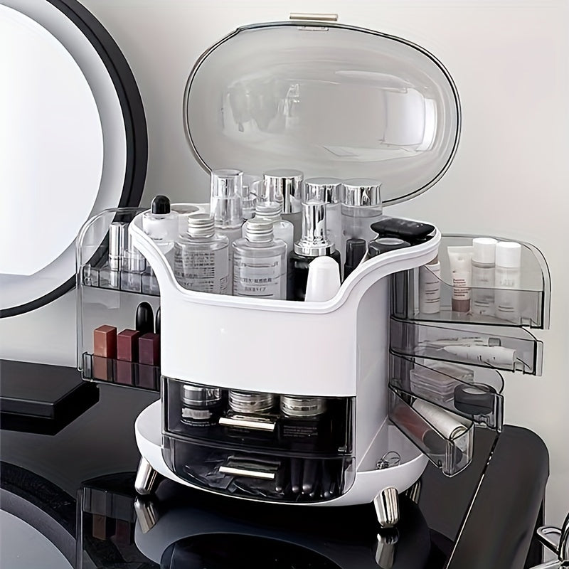 Clear Makeup Organizer Box with Dustproof Cover for Cosmetics Storage