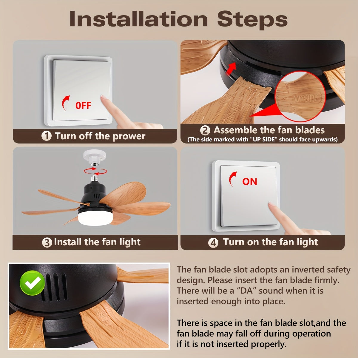 1pc Upgraded Socket Fan Light with Remote Control E26 E27 Adjustable Lighting Wind Speed 3 Levels