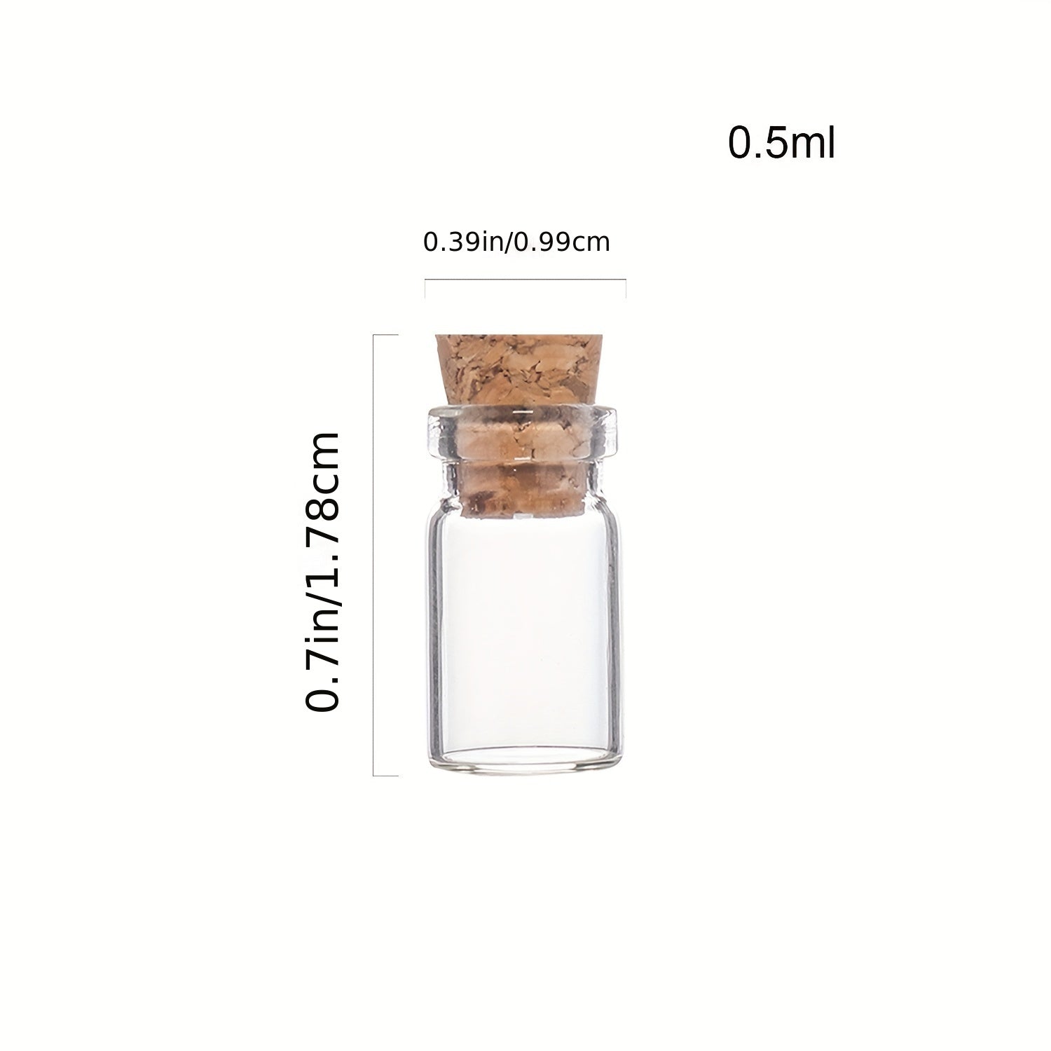 Mini Glass Jars 0.5ml for Nail Art Glitter Spices Reusable Corks Eye Screws