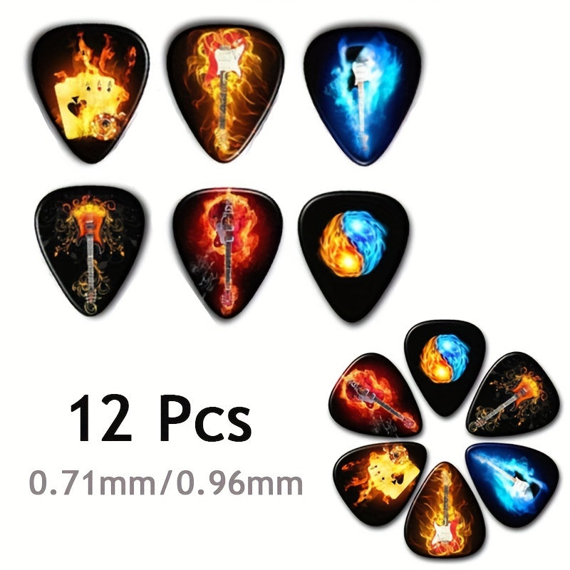 Set de púas de guitarra coloridas 6 o 12 piezas, 0.71mm de plástico delgado