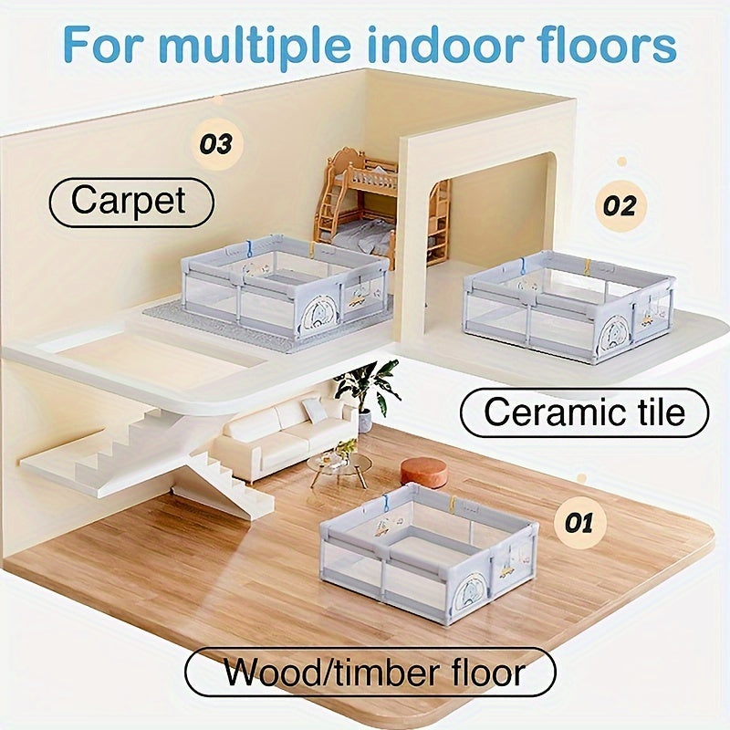 Indoor and Outdoor Play Yard with Anti-Slip Base Gate for Kids and Toddlers