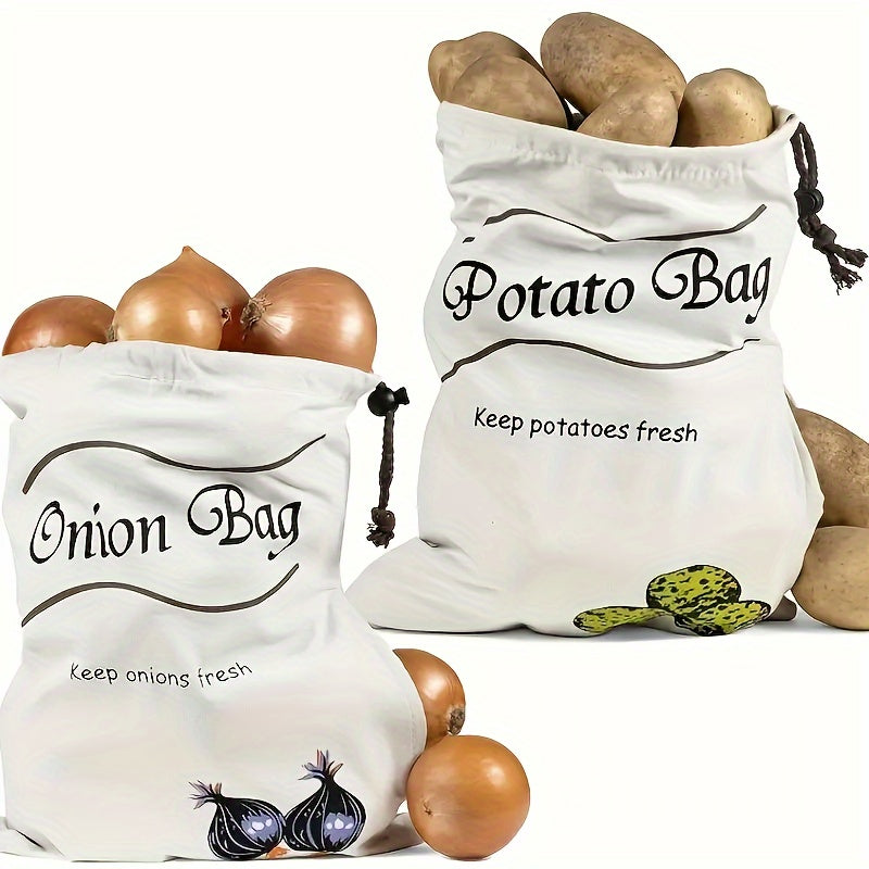 Drawstring Vegetable Storage Bag for Potatoes and Onions Keep Veggies Fresh