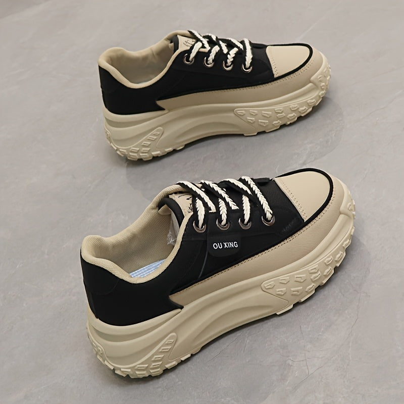 Women's Casual Sneakers Lace-Up All-Season White Black Low Top