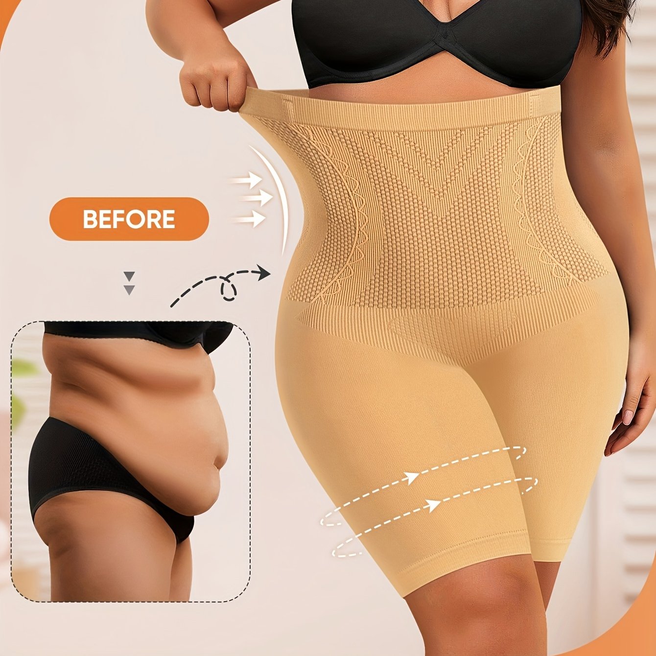 High-Waisted Seamless Shapewear Shorts for Women Tummy Control Butt Lifter Solid Nylon