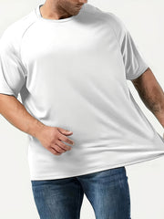 Plus Size Men's Athletic T-Shirt Short Sleeve Polyester Solid Casual Sports Leisure