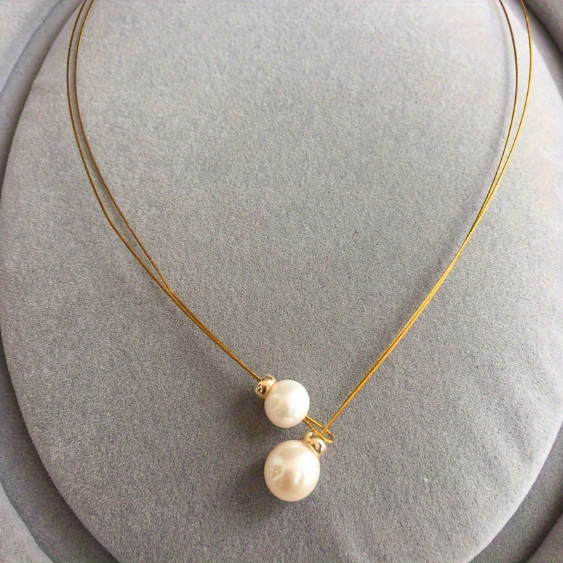 Gold-Plated Necklace with Freshwater Pearls for Daily Wear and Gifts