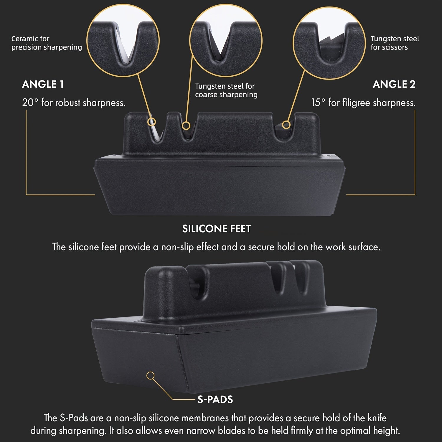 Wooden Manual Knife Sharpener Kit with Magnetic Angle Guide 15° 20° Non-Electric