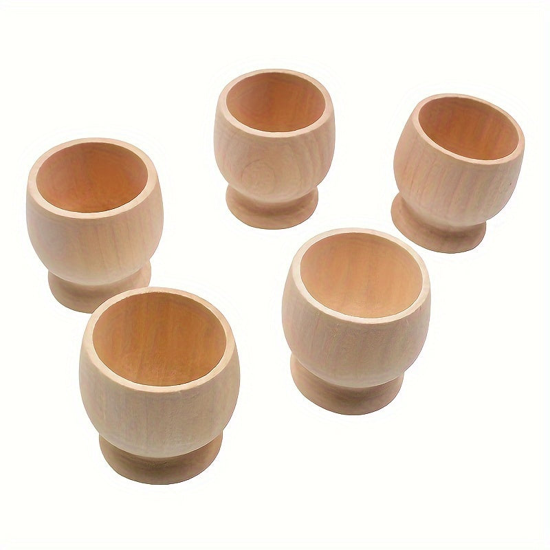 Set of Five Wooden Egg Holder Charms for Decoration
