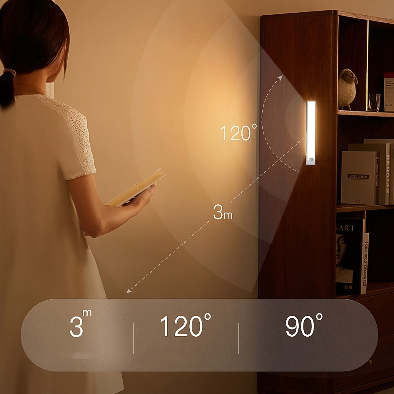 Rechargeable Indoor Motion Sensor Light with Touch Switch and Multiple Mounting Options