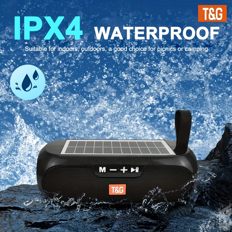 Wireless Solar Speaker with 10W Power, IPX-4 Water Resistance, Bluetooth FM Radio