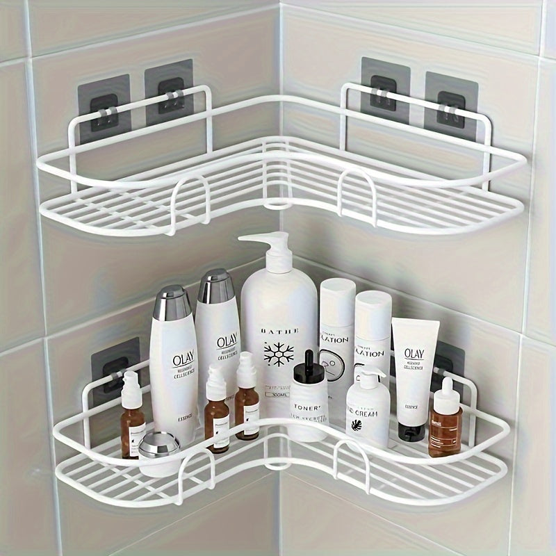 Wall-Mounted Metal Shower Caddy No-Drill Bathroom Kitchen Storage
