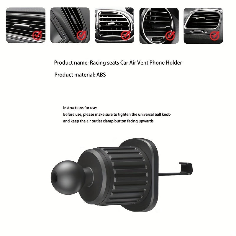 Soporte para teléfono de coche estilo asiento de carreras de fibra de carbono, giratorio, a prueba de agua, con soporte para rejilla de ventilación