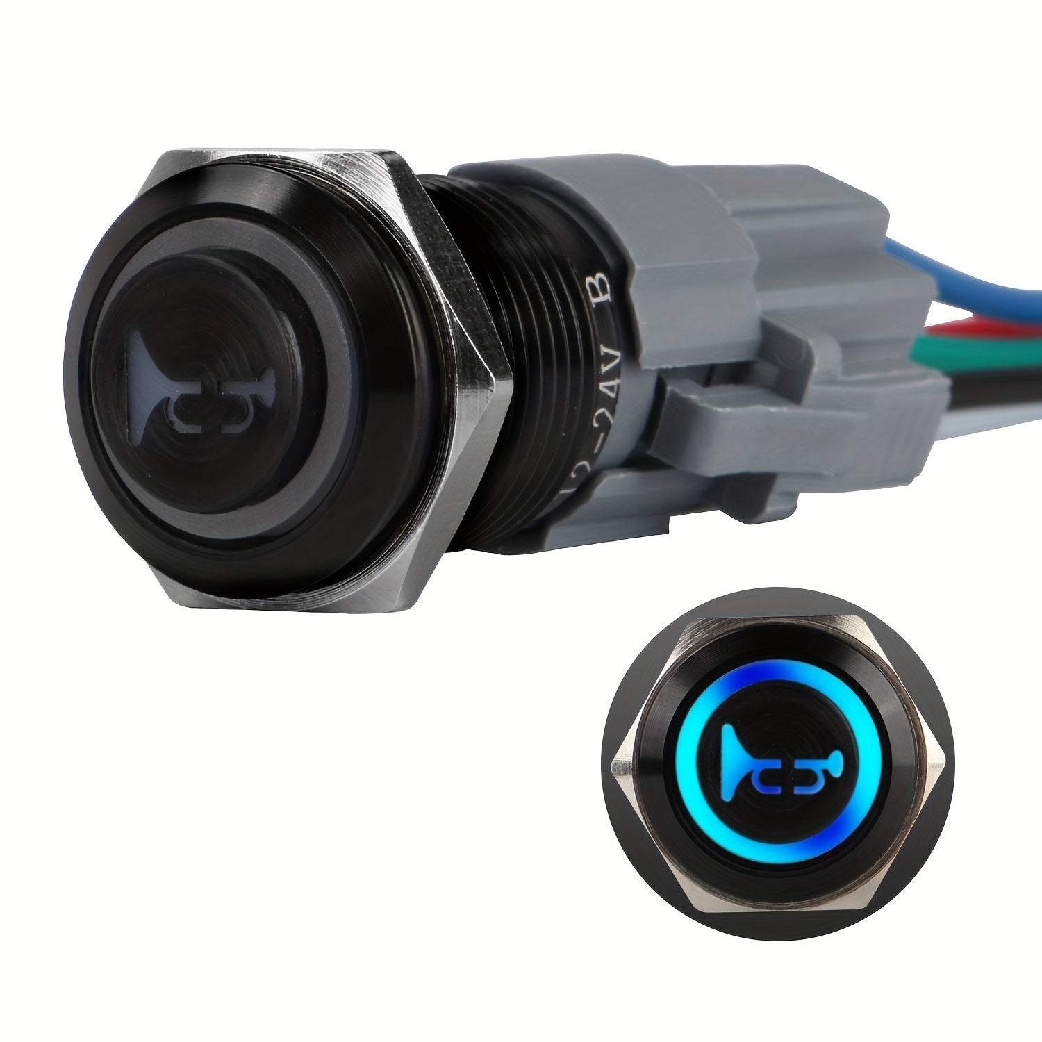 Universal 12V Car Horn Button Instant Switch Tail Plug Cable Bundle