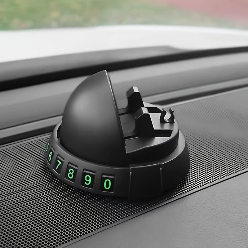 Car Dashboard Phone Holder ABS Material Rotatable Waterproof with Parking Number Plate
