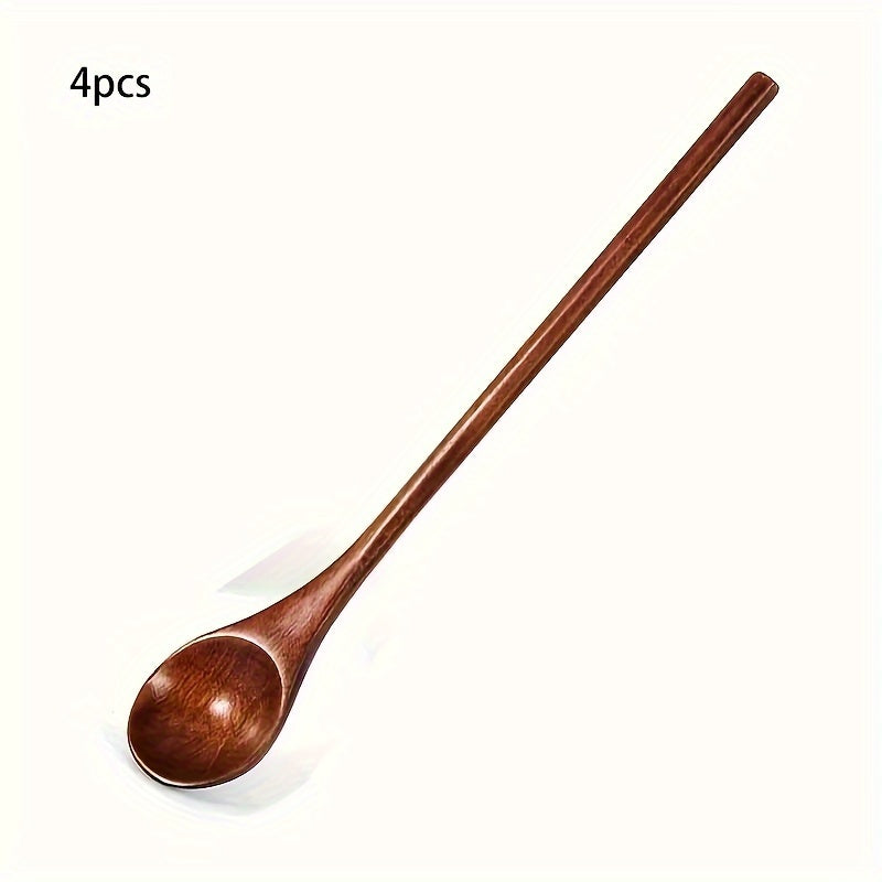 Japanese-Style Honey Stirring Spoon with Twisted Round Wooden Handle