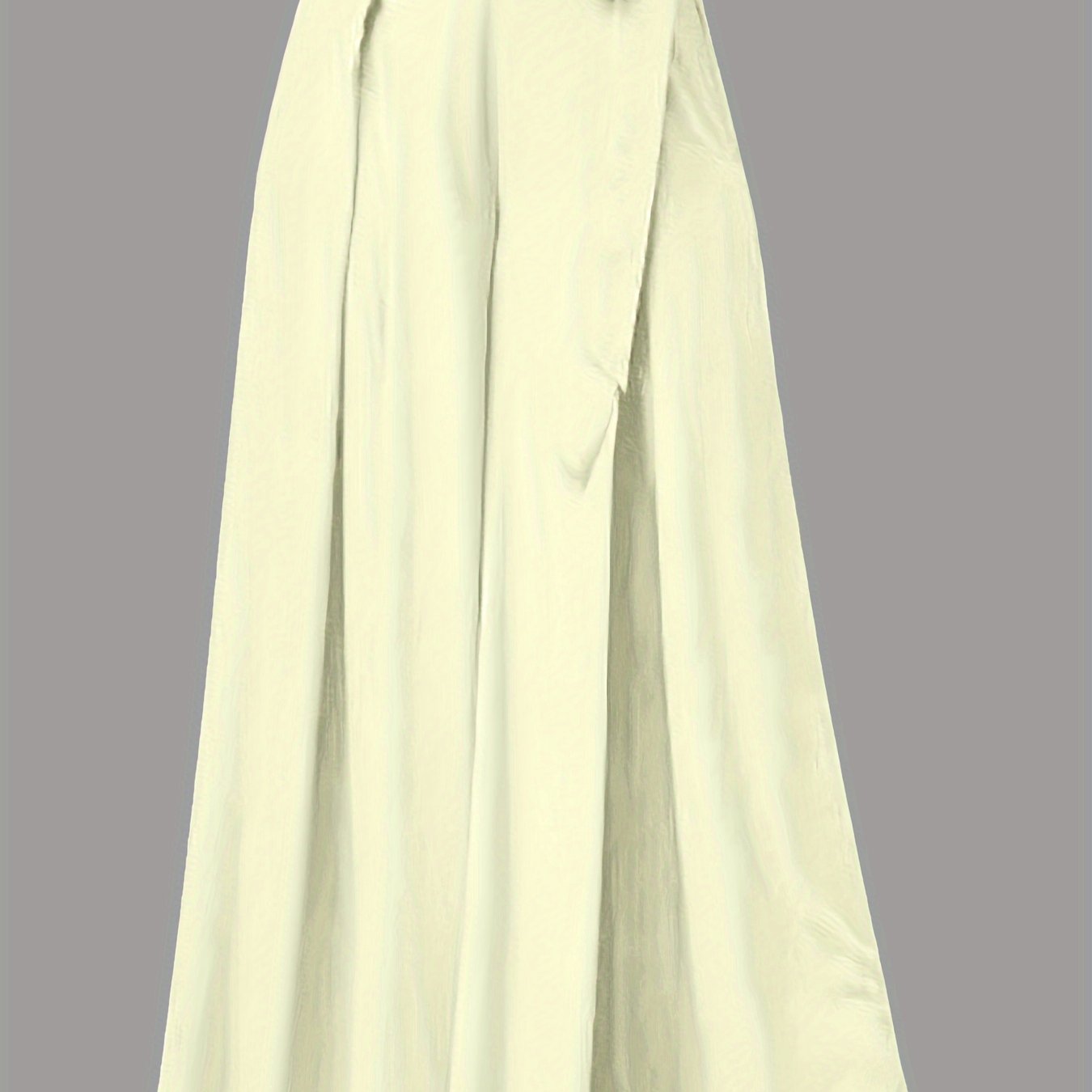 Pantalones anchos de mujer con lazo en la parte delantera, cintura alta, casual, de poliéster tejido