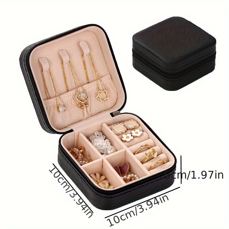 Caja organizadora portátil para joyas para pendientes, collares y anillos, almacenamiento de viaje