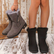 Women's Velvet Frosted Short Snow Boots Thick Heel Non-Slip Mid Calf