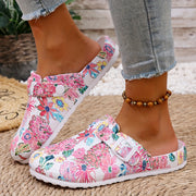 Women's EVA Floral Slide Sandals Pink Green Blue White Non-Slip Cushion