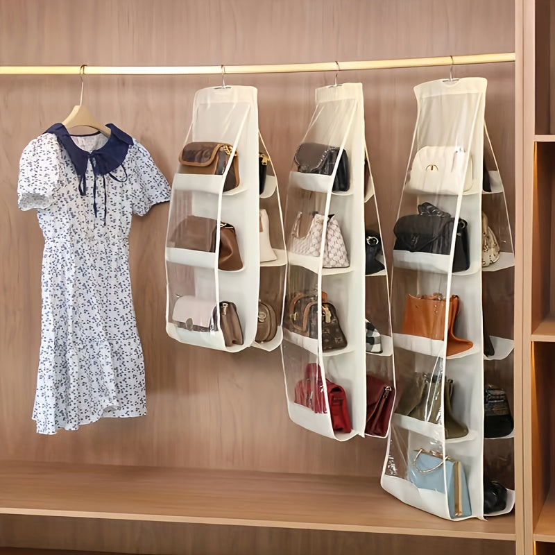 Multi-layer Dustproof Wardrobe Hanging Storage Bag Non-woven Beige