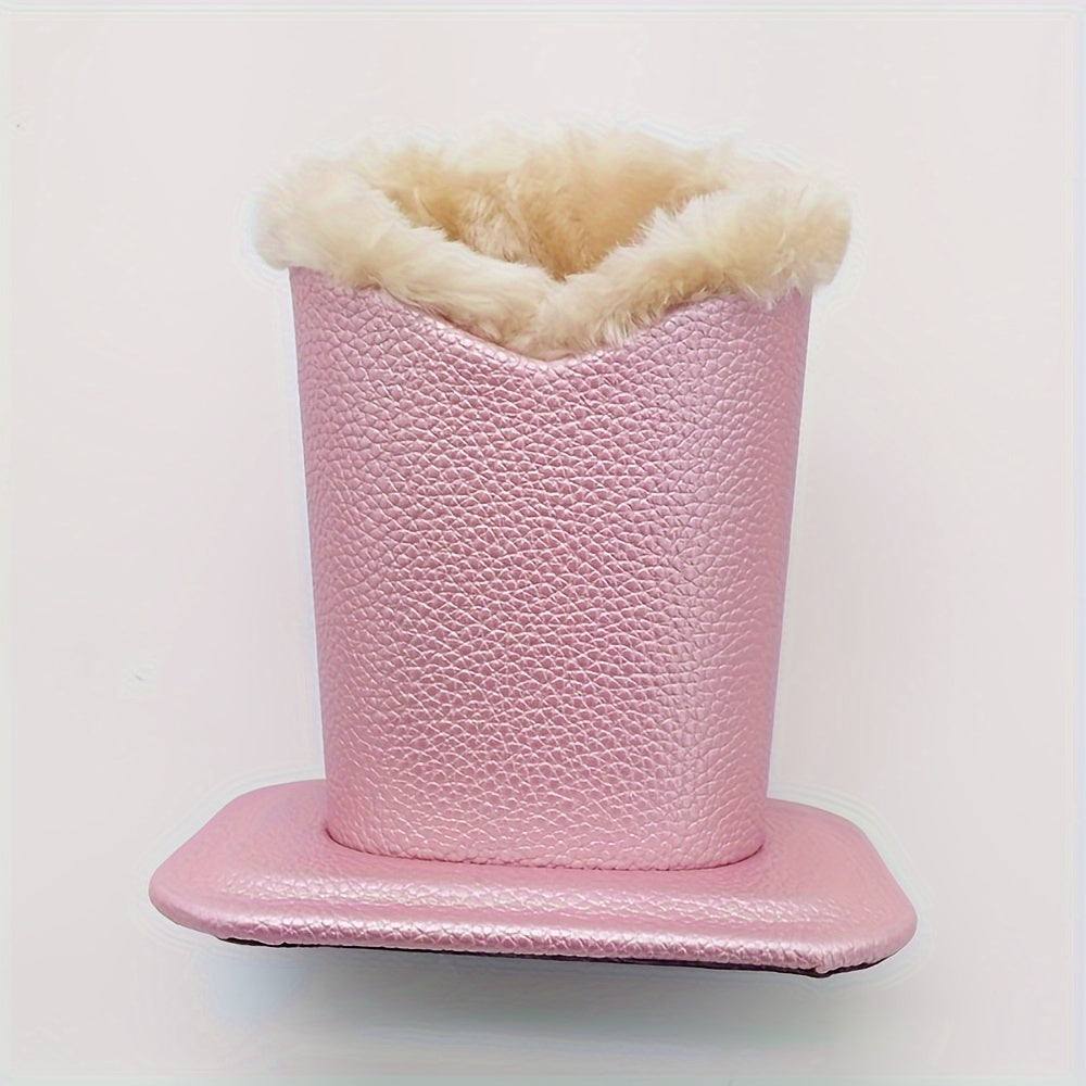 Искусственный кожаный настольный органайзер с мягким внутренним покрытием из искусственного меха для очков и кистей для макияжа, коричневый или черный