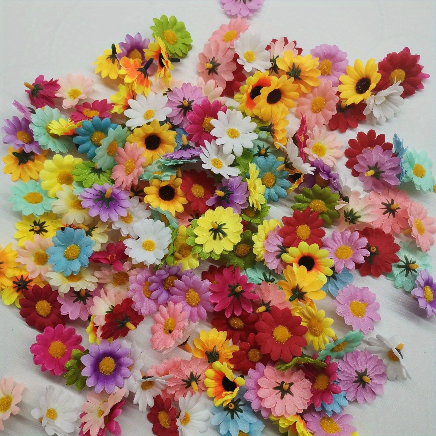Artificial Daisy Flowers 100/200 Pieces 4cm Sunflower Heads for Decor