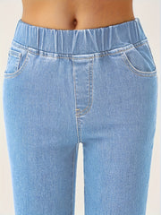 Plus Size Women's Stretchy Light Blue Skinny Jeans Casual Low-Rise All-Season Fit