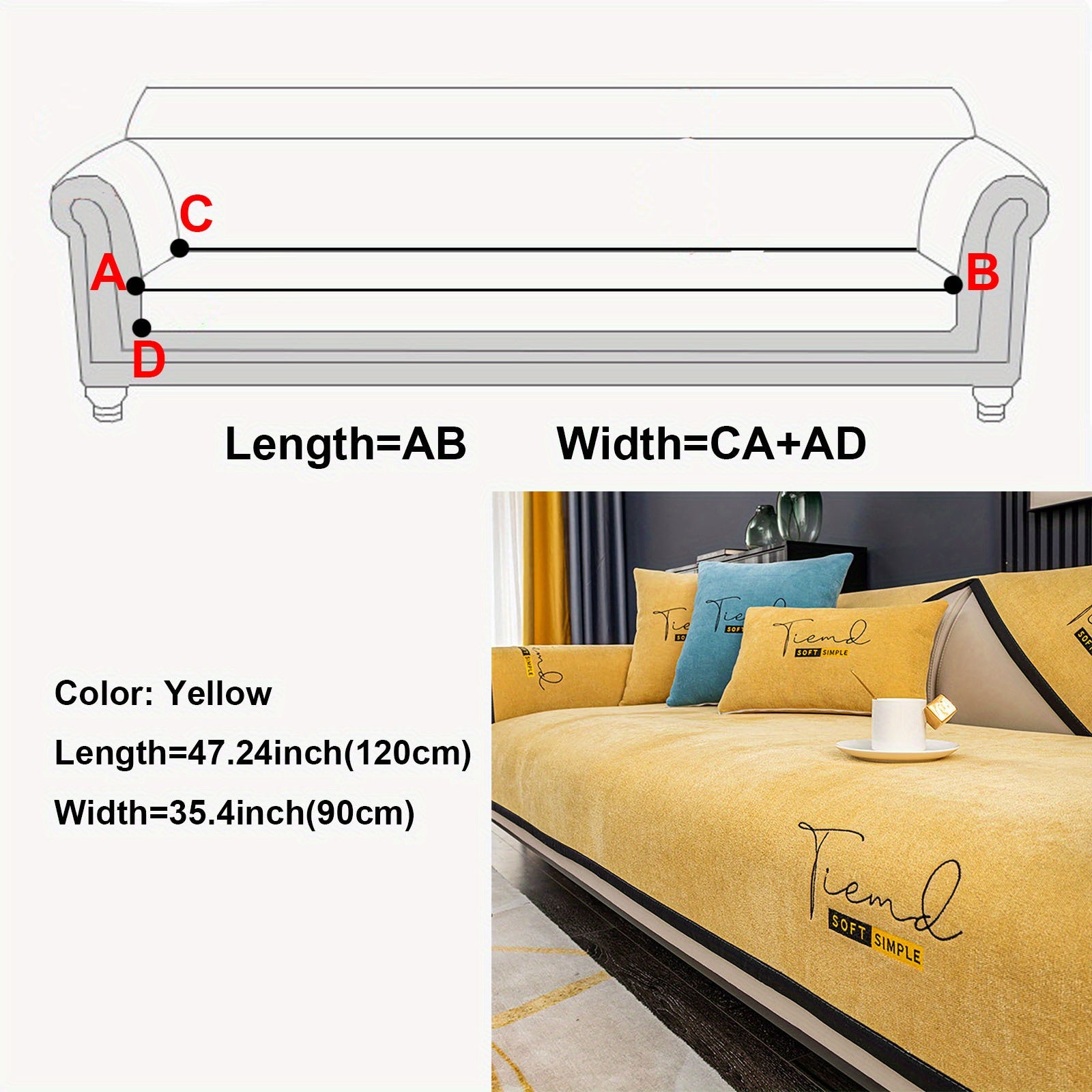 Chenille Couch Cover Non-Slip Sofa Protector for Living Room Bedroom Office