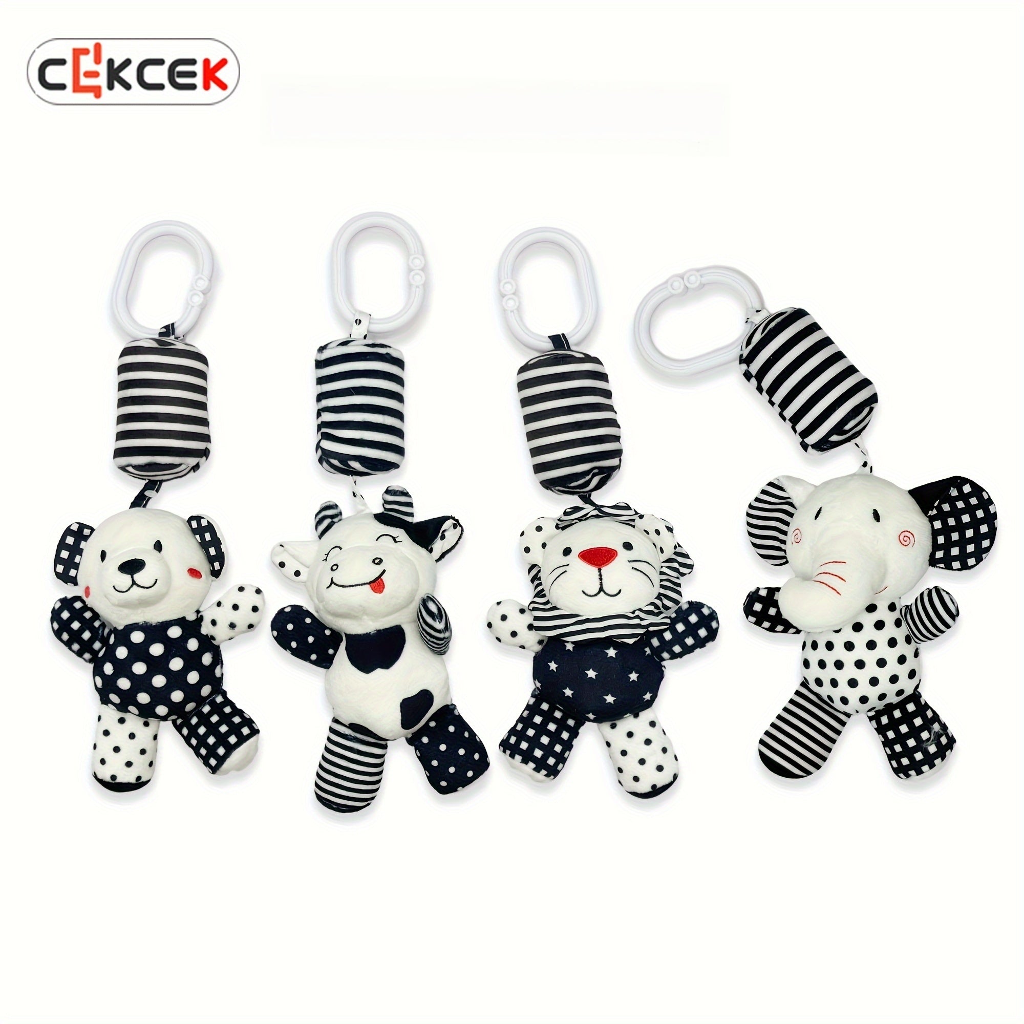 Baby Black and White Wind Chime Bed Decor for Newborns Car Pendant Plush Rattle Visual Training Bell