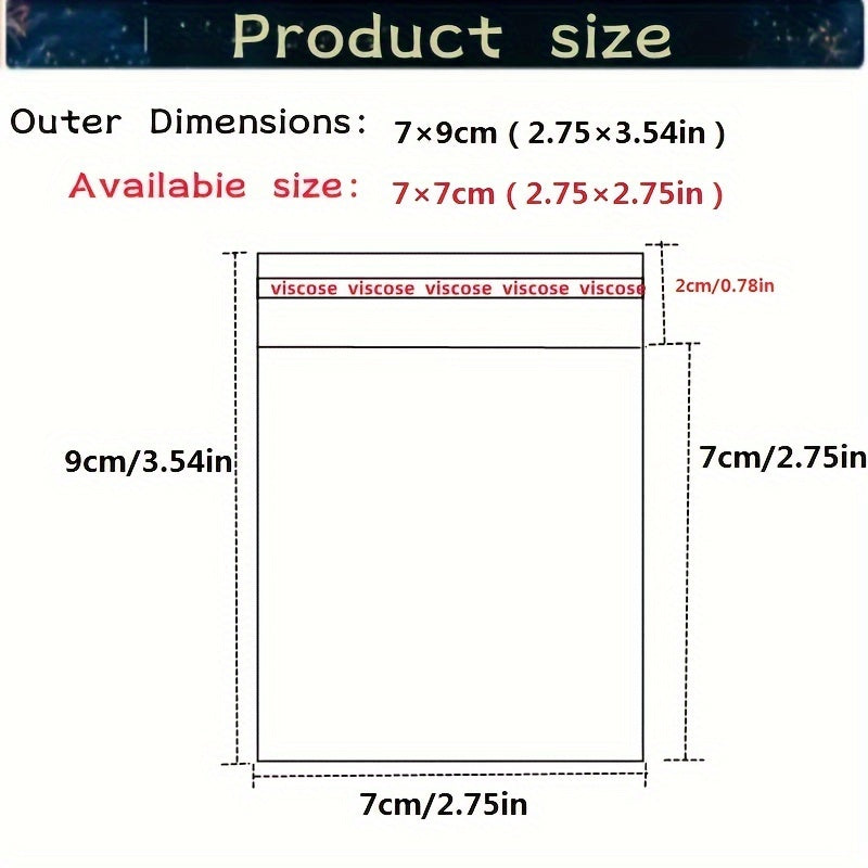 O'z-o'zidan yopishqoq shaffof sellofan sumka muhrlangan zargarlik yoki shirinlik sovg'asi uchun.
