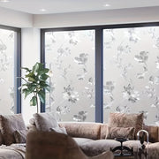 Hibiscus Flower Pattern Glass Window Stickers Frosted Privacy Film for Living Room Bedroom Kitchen
