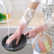 Guantes elegantes de PVC impermeables de manga larga para la cocina, ideales para limpiar y tareas domésticas