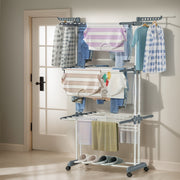 Expandable Foldable Metal Clothes Rack for Indoor Outdoor Space-Saving Laundry Drying