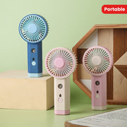 Mini Handheld Fan with Mist Humidifier, Rechargeable, Portable for Travel Desk