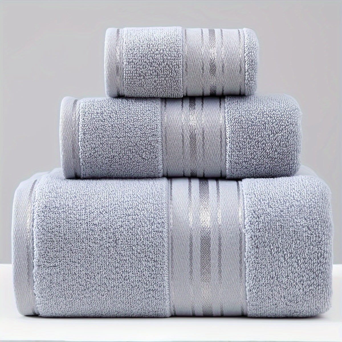 Cotton Towel Set 3 Pieces Includes Washcloth Hand Towel Bath Towel Absorbent Quick-Drying Soft