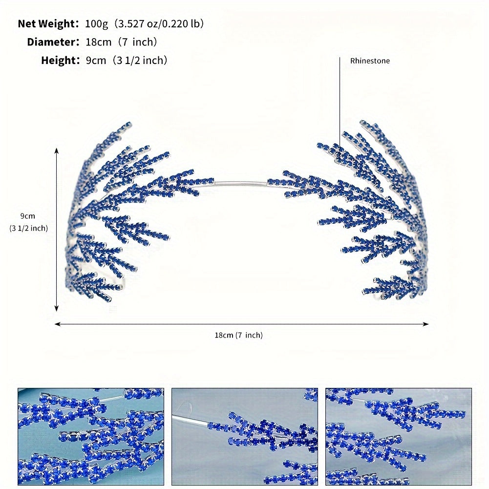 To'ylar, partiyalar va kostyumlar uchun oltin bargli rhinestone bosh band