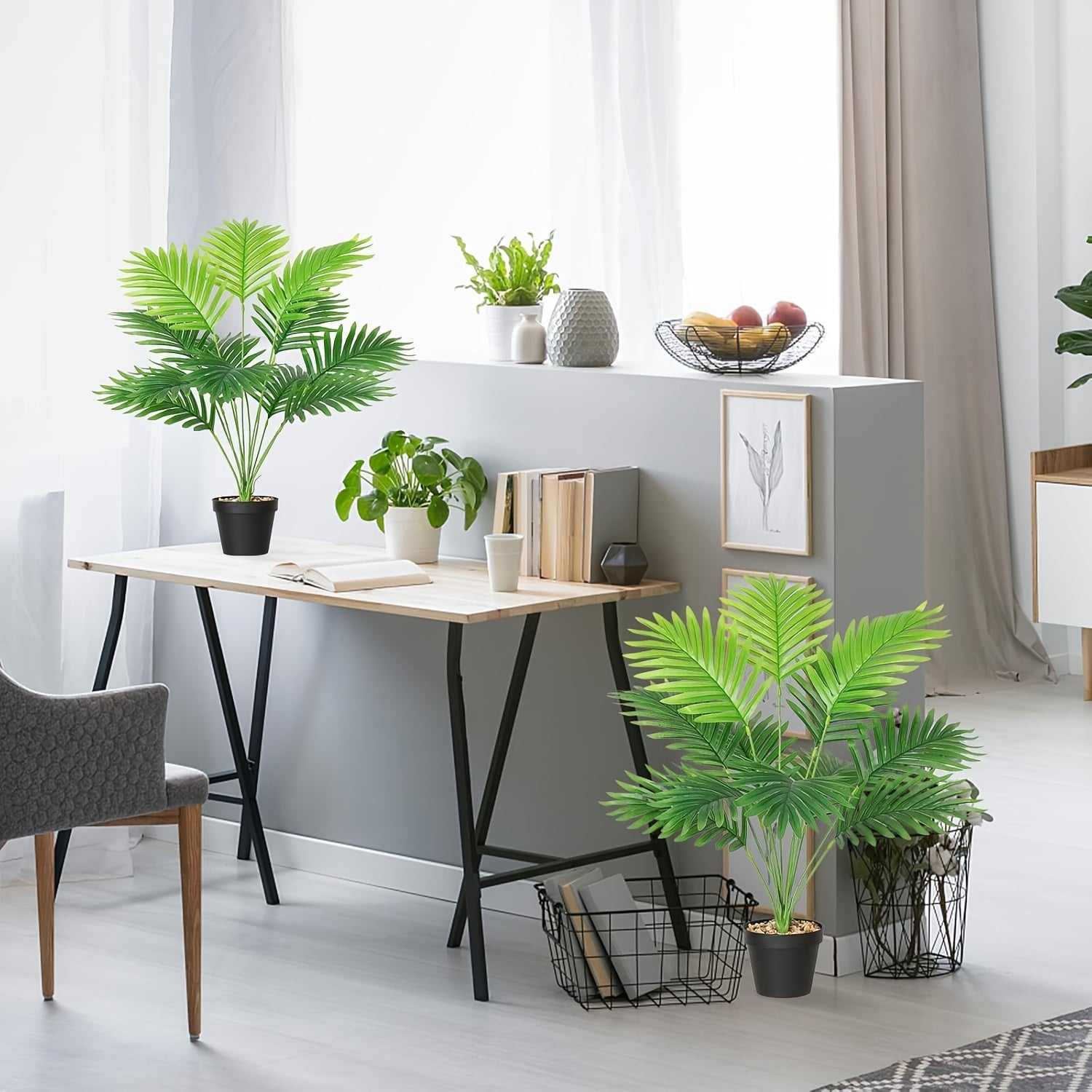 Artificial Potted Palm Tree 18 Heads Detachable Indoor Outdoor Decor Housewarming Gift