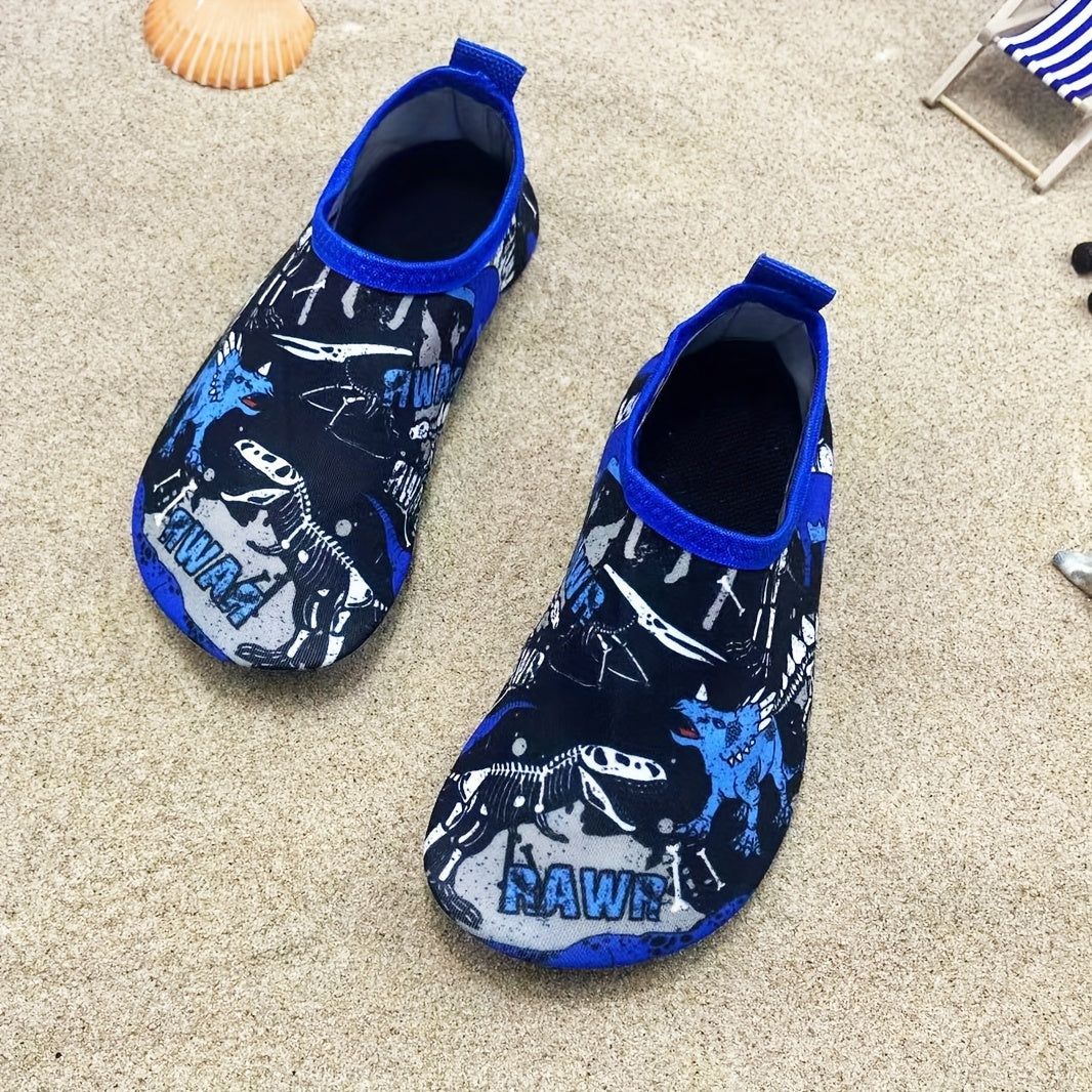 Kids Water Shoes Slip-On Dinosaur Print Quick Dry Outdoor Casual