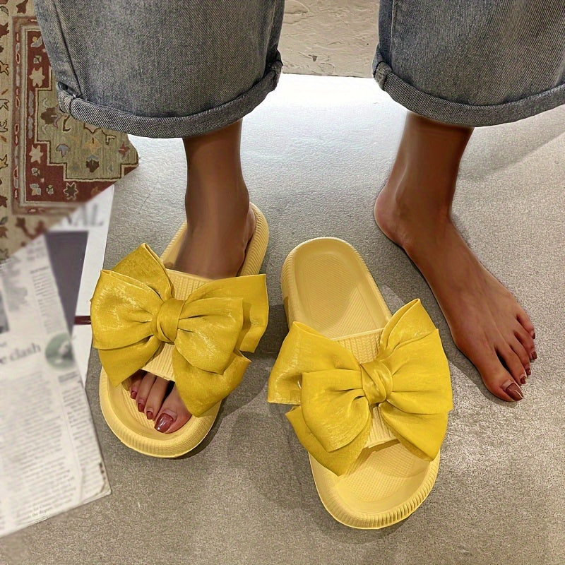 Ayollar uchun ochiq-toe yozgi plyaj shlyapasi bilan bowli slip-on sandallari apelsin